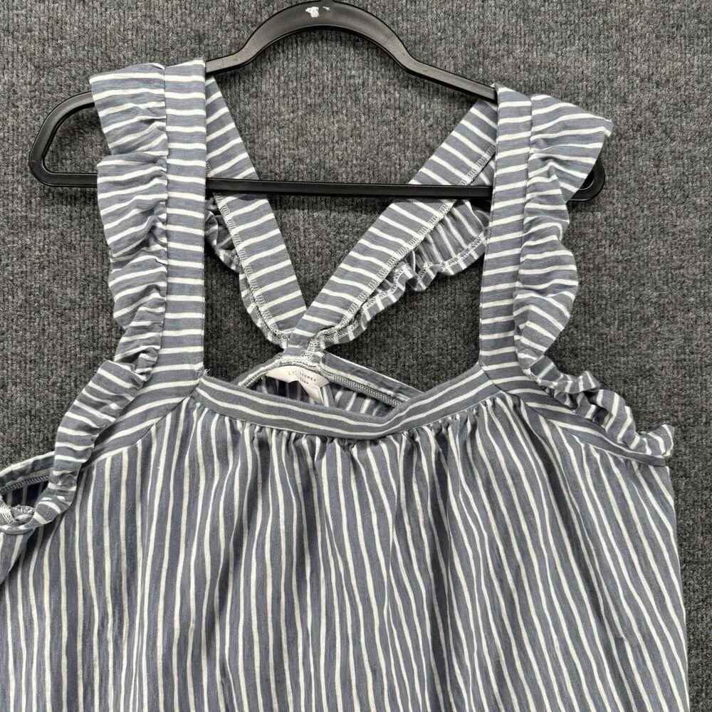 LC Lauren Conrad Blouse Top Plus Size‎ 2X Blue Striped Cottagecore Boho Casual